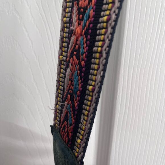 Ora Delphine Small Saddle Bag Emerald Green Pebbled Leather Guitar Strap Crossbo - Picture 9 of 12